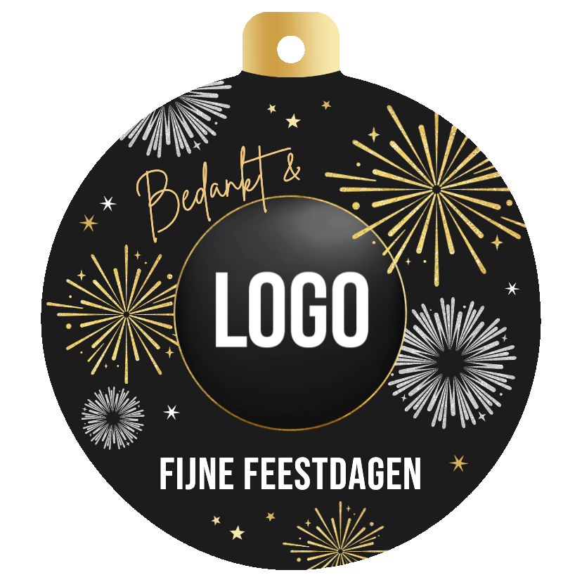 Zakelijke kerstkaarten - Zakelijke kerstkaart kerstbal vuurwerk fijne feestdagen logo