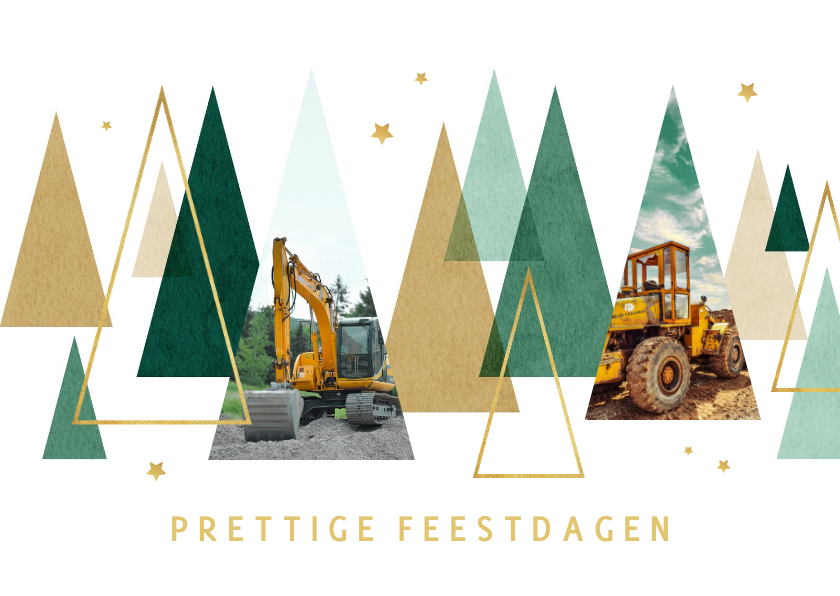 Zakelijke kerstkaart kerstbomen grafisch goud sterren groen - Zakelijke kerstkaarten Zakelijke kerstkaarten - Zakelijke kerstkaart kerstbomen grafisch goud sterren groen