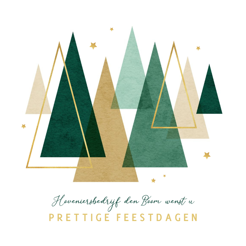 Zakelijke kerstkaart kerstbomen grafisch modern goud sterren - Zakelijke kerstkaarten Zakelijke kerstkaarten - Zakelijke kerstkaart kerstbomen grafisch modern goud sterren
