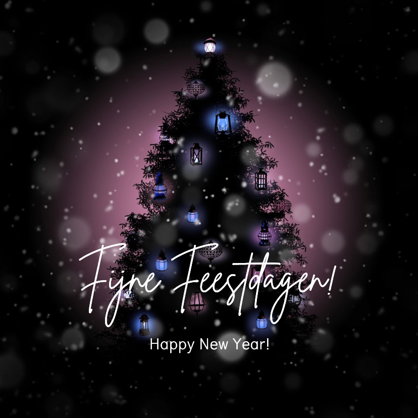 Zakelijke kerstkaart kerstboom en lantarens - Zakelijke kerstkaarten Zakelijke kerstkaarten - Zakelijke kerstkaart kerstboom en lantarens
