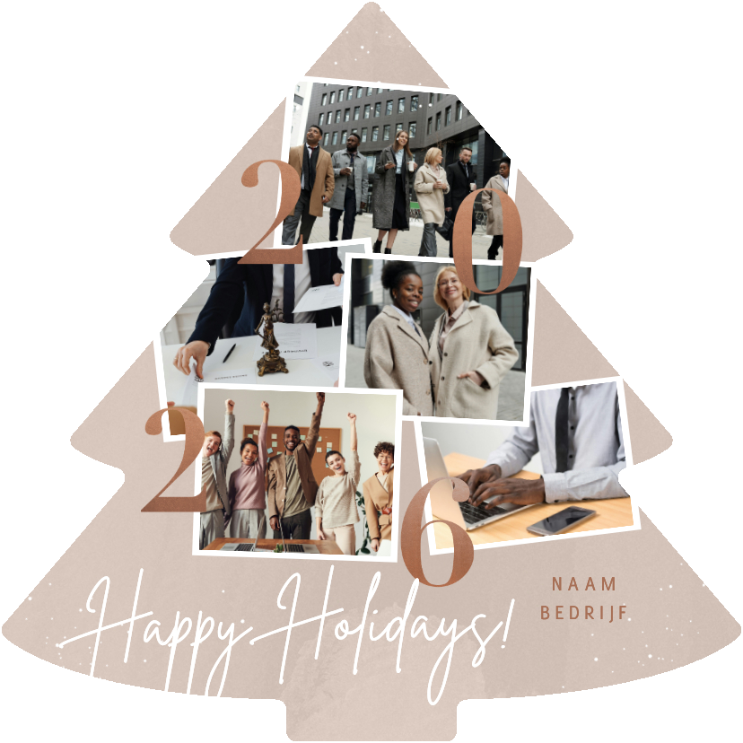 Zakelijke kerstkaart kerstboom vorm fotocollage jaartal - Zakelijke kerstkaarten Zakelijke kerstkaarten - Zakelijke kerstkaart kerstboom vorm fotocollage jaartal