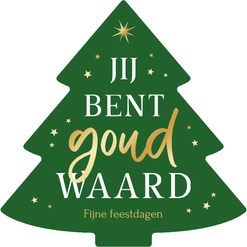 Zakelijke kerstkaart kerstboom vorm goud waard sterren - Zakelijke kerstkaarten Zakelijke kerstkaarten - Zakelijke kerstkaart kerstboom vorm goud waard sterren