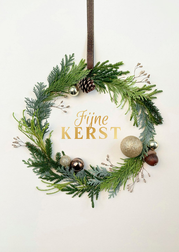 Zakelijke kerstkaart kerstkrans met gouden tekst - Zakelijke kerstkaarten Zakelijke kerstkaarten - Zakelijke kerstkaart kerstkrans met gouden tekst