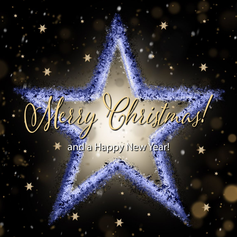 Zakelijke kerstkaart kerstster blauw en goud - Zakelijke kerstkaarten Zakelijke kerstkaarten - Zakelijke kerstkaart kerstster blauw en goud