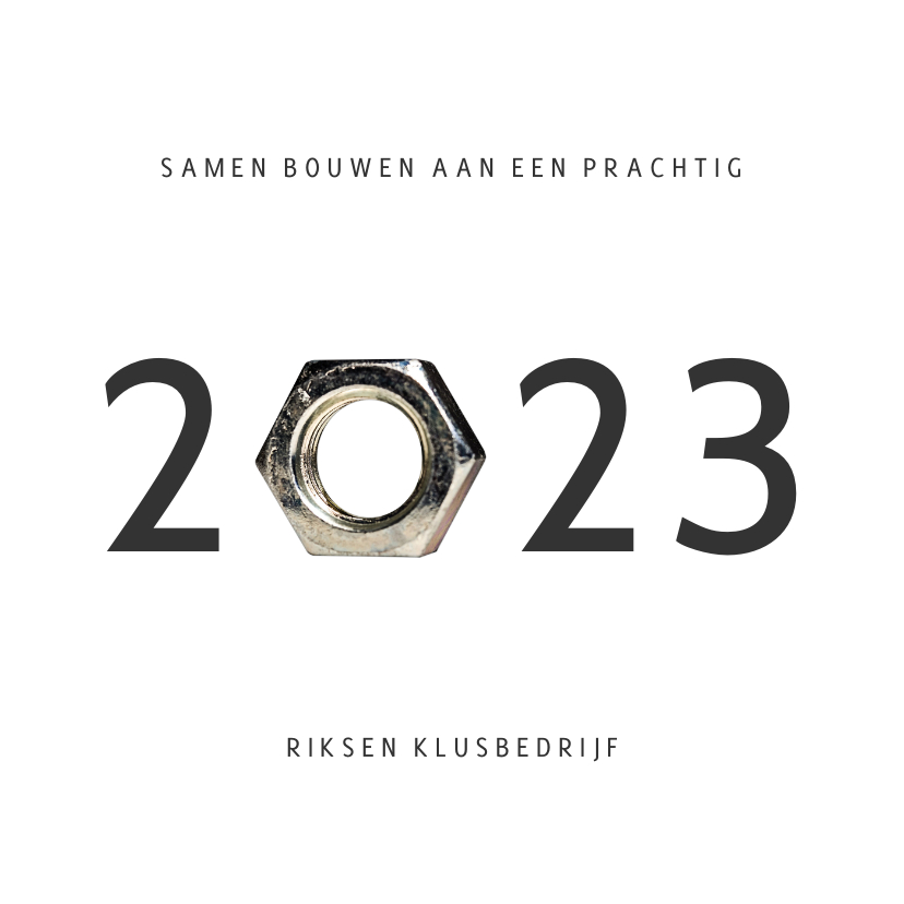 Zakelijke kerstkaart klusbedrijf jaartal 2023 moer - Zakelijke kerstkaarten Zakelijke kerstkaarten - Zakelijke kerstkaart klusbedrijf jaartal 2023 moer