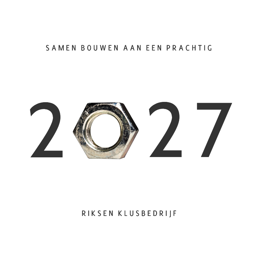 Zakelijke kerstkaarten - Zakelijke kerstkaart klusbedrijf jaartal 2027 moer 