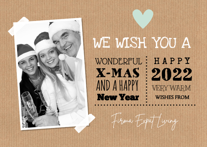 Zakelijke kerstkaart kraftlook foto typografie - Zakelijke kerstkaarten Zakelijke kerstkaarten - Zakelijke kerstkaart kraftlook foto typografie