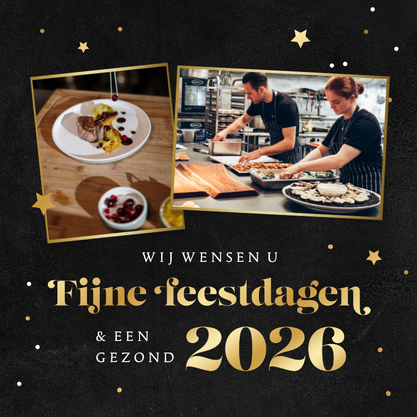 Zakelijke kerstkaart krijt goud sierlijk sterren foto's - Zakelijke kerstkaarten Zakelijke kerstkaarten - Zakelijke kerstkaart krijt goud sierlijk sterren foto's