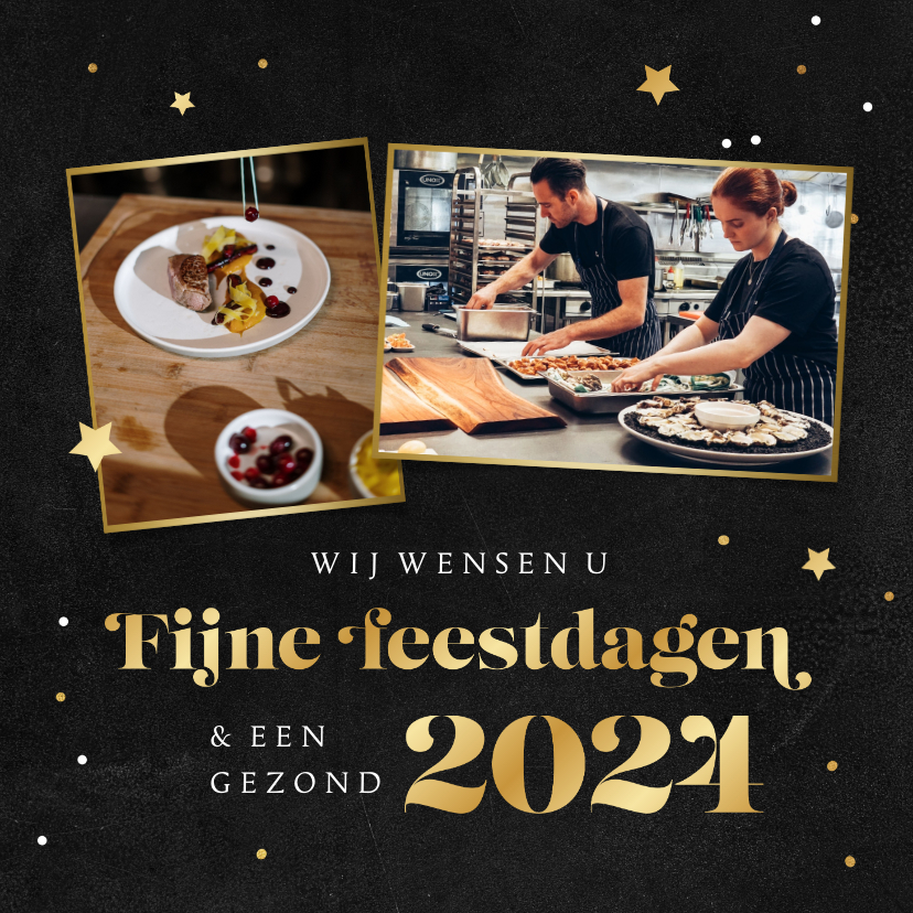 Zakelijke kerstkaart krijt goud sierlijk sterren foto's - Zakelijke kerstkaarten Zakelijke kerstkaarten - Zakelijke kerstkaart krijt goud sierlijk sterren foto's