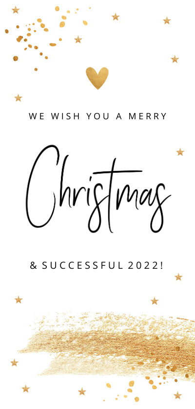 Zakelijke kerstkaart langwerpig wit goudlook confetti - Zakelijke kerstkaarten Zakelijke kerstkaarten - Zakelijke kerstkaart langwerpig wit goudlook confetti
