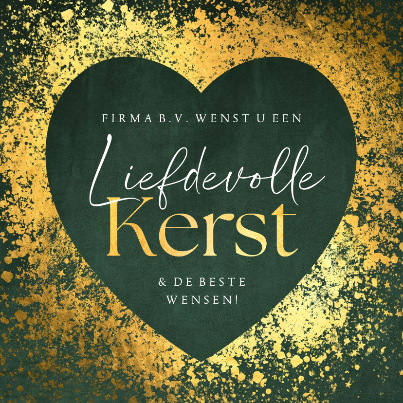 Zakelijke kerstkaart liefdevolle kerst hart goud velvet - Zakelijke kerstkaarten Zakelijke kerstkaarten - Zakelijke kerstkaart liefdevolle kerst hart goud velvet