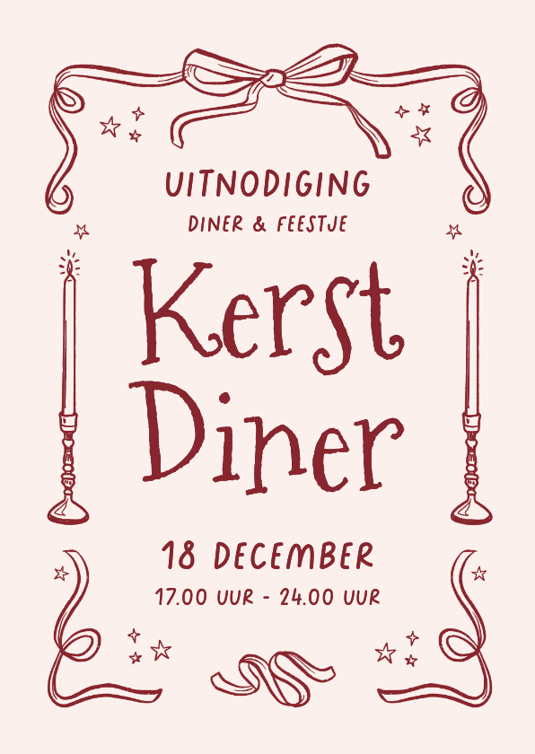 Zakelijke kerstkaarten - Zakelijke kerstkaart lijntekening kerstdiner borrel