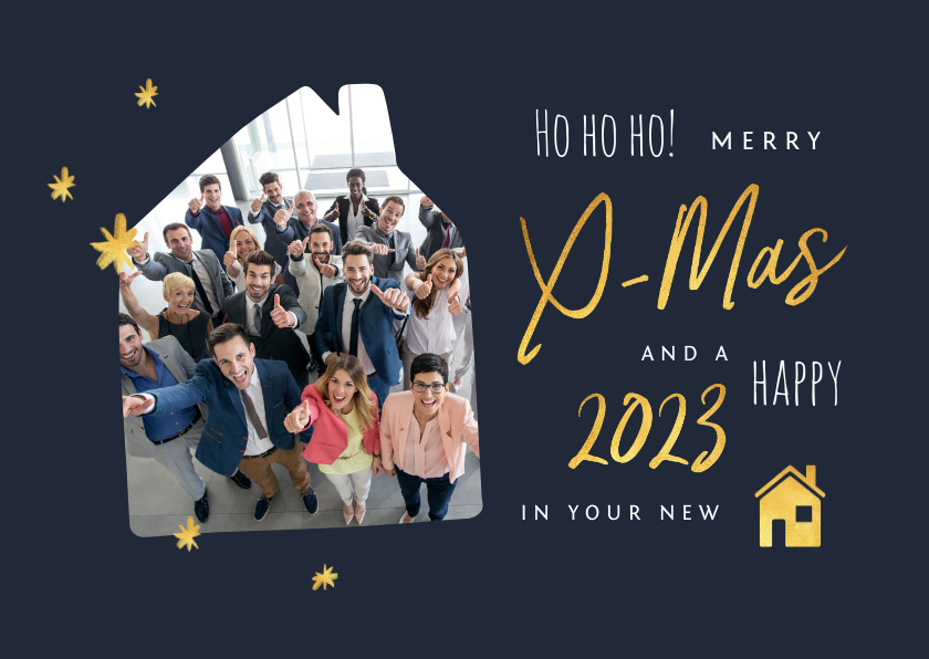 Zakelijke kerstkaart makelaar huis goud foto - Zakelijke kerstkaarten Zakelijke kerstkaarten - Zakelijke kerstkaart makelaar huis goud foto