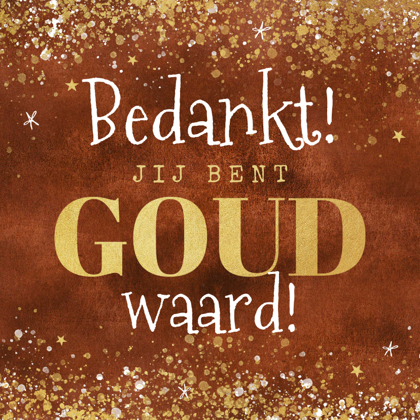 Zakelijke kerstkaarten - Zakelijke kerstkaart medewerkers bedankt goud waard sterren