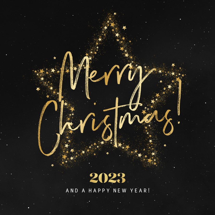 Zakelijke kerstkaart merry christmas goud ster 2023 - Zakelijke kerstkaarten Zakelijke kerstkaarten - Zakelijke kerstkaart merry christmas goud ster 2023