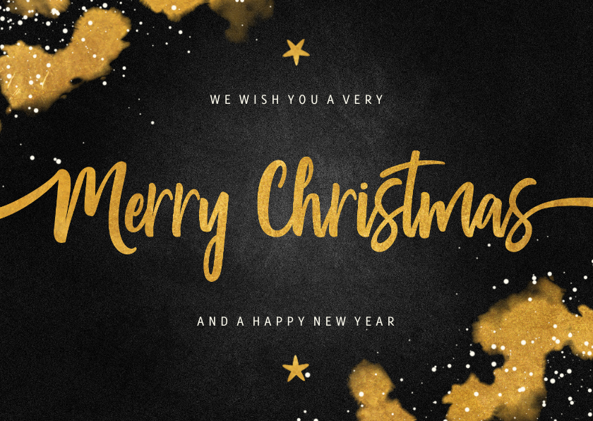 Zakelijke kerstkaart Merry Christmas krijtbord met goud - Zakelijke kerstkaarten Zakelijke kerstkaarten - Zakelijke kerstkaart Merry Christmas krijtbord met goud