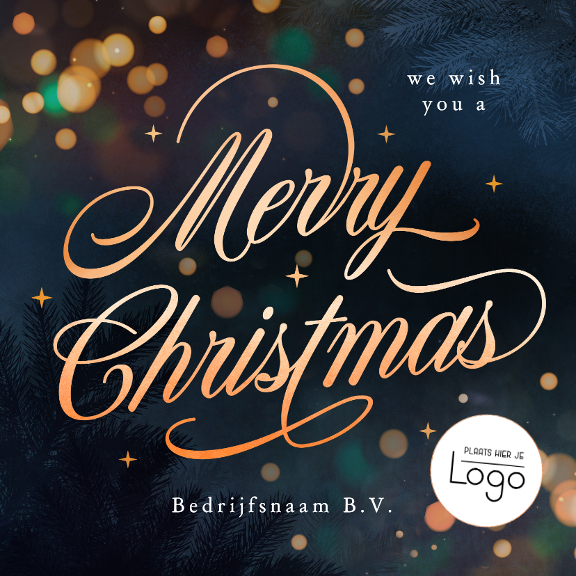 Zakelijke kerstkaart Merry Christmas met sterren - Zakelijke kerstkaarten Zakelijke kerstkaarten - Zakelijke kerstkaart Merry Christmas met sterren
