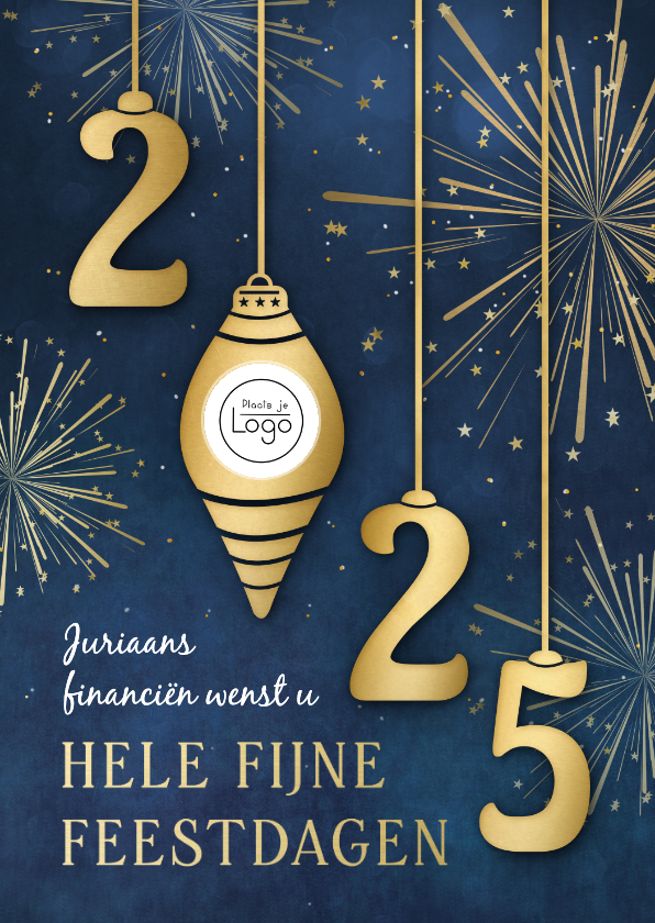 Zakelijke kerstkaart met 2025 kerstballen Kaartje2go