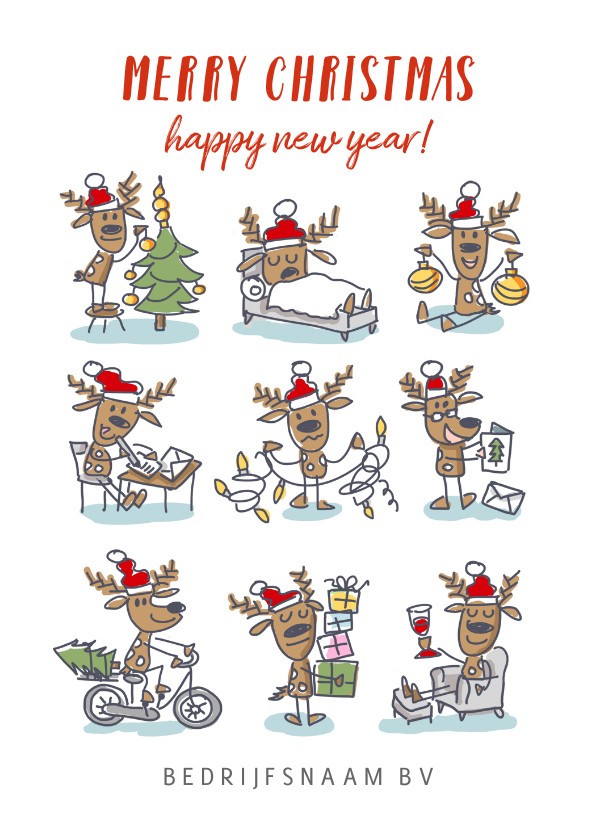 zakelijke kerstkaart met 9 rendieren - Zakelijke kerstkaarten Zakelijke kerstkaarten - zakelijke kerstkaart met 9 rendieren