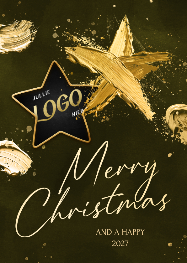 Zakelijke kerstkaart met geschilderde ster en logo - Zakelijke kerstkaarten Zakelijke kerstkaarten - Zakelijke kerstkaart met geschilderde ster en logo