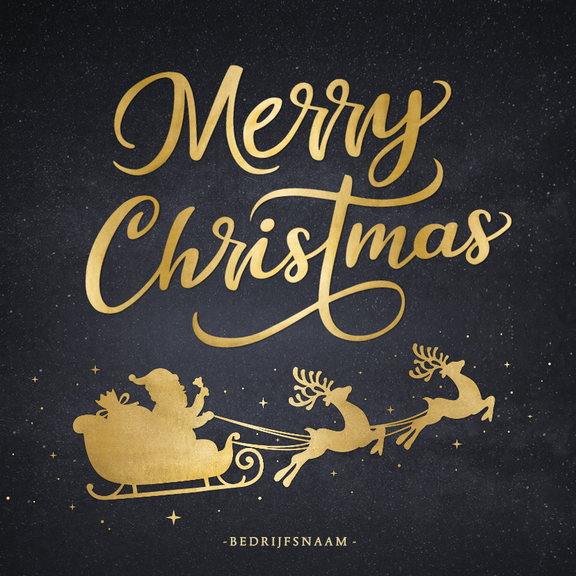 Zakelijke kerstkaart met goud silhouet van kerstman in slee - Zakelijke kerstkaarten Zakelijke kerstkaarten - Zakelijke kerstkaart met goud silhouet van kerstman in slee