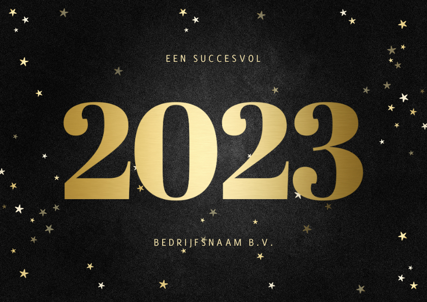 Zakelijke kerstkaart met gouden 2022 en sterren - Zakelijke kerstkaarten Zakelijke kerstkaarten - Zakelijke kerstkaart met gouden 2022 en sterren