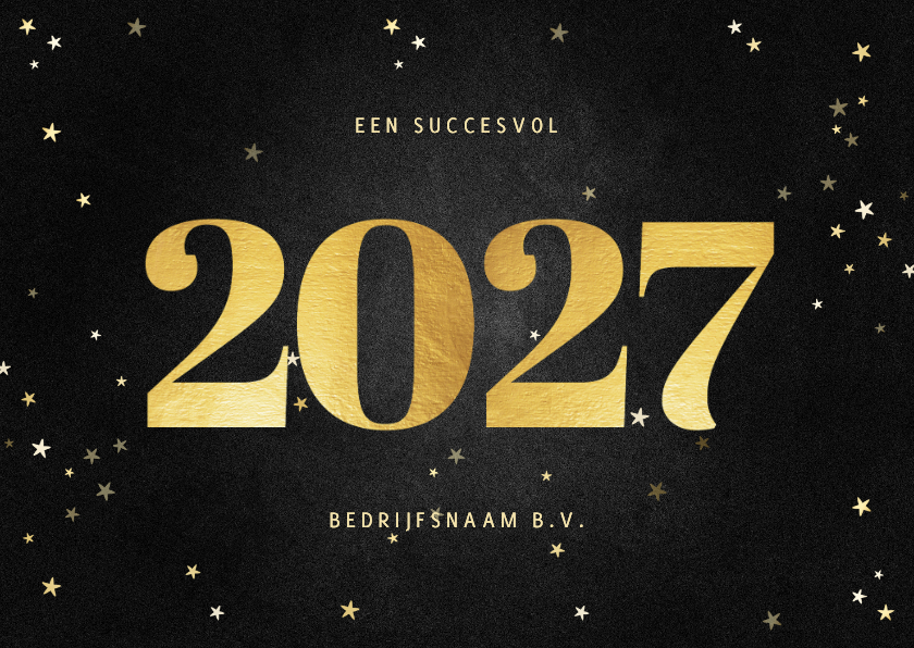 Zakelijke kerstkaarten - Zakelijke kerstkaart met gouden 2027 en sterren