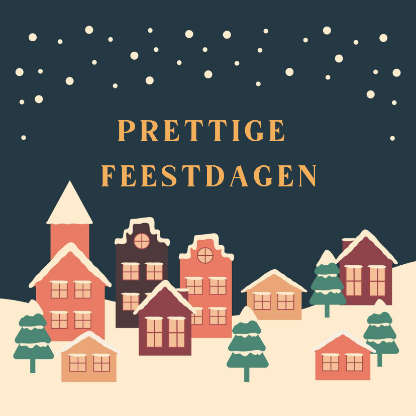 Zakelijke kerstkaart met kerstdorp in de sneeuw - Zakelijke kerstkaarten Zakelijke kerstkaarten - Zakelijke kerstkaart met kerstdorp in de sneeuw