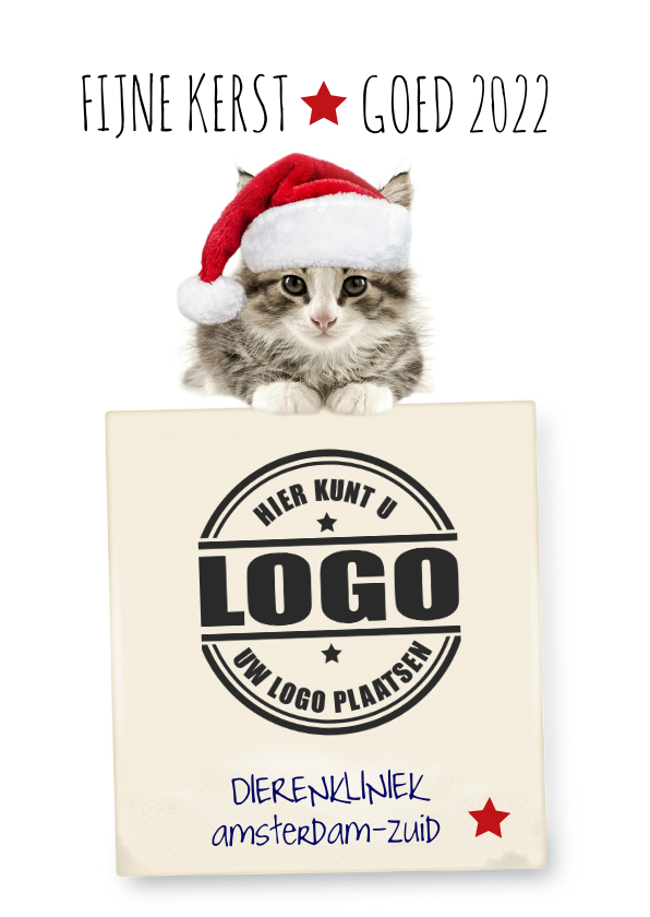 Zakelijke kerstkaart met poes en logo - Zakelijke kerstkaarten Zakelijke kerstkaarten - Zakelijke kerstkaart met poes en logo