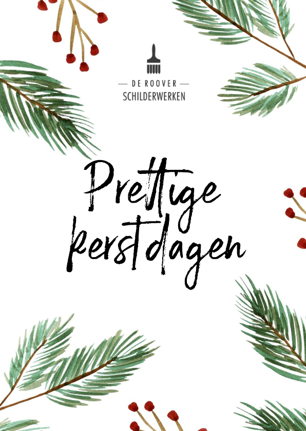 Zakelijke kerstkaarten - Zakelijke kerstkaart met waterverf kersttakken en logo