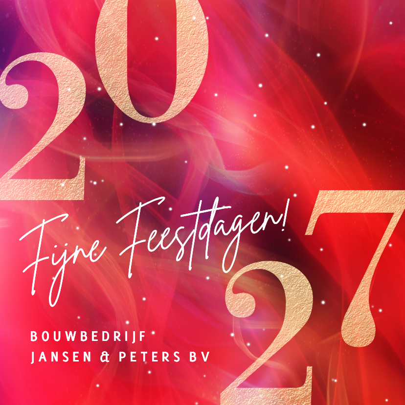Zakelijke kerstkaart modern 2027 in rood met goud - Zakelijke kerstkaarten Zakelijke kerstkaarten - Zakelijke kerstkaart modern 2027 in rood met goud