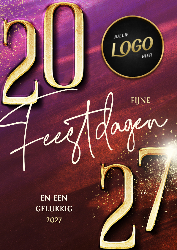 Zakelijke kerstkaarten - Zakelijke kerstkaart modern met gouden 2027 en logo