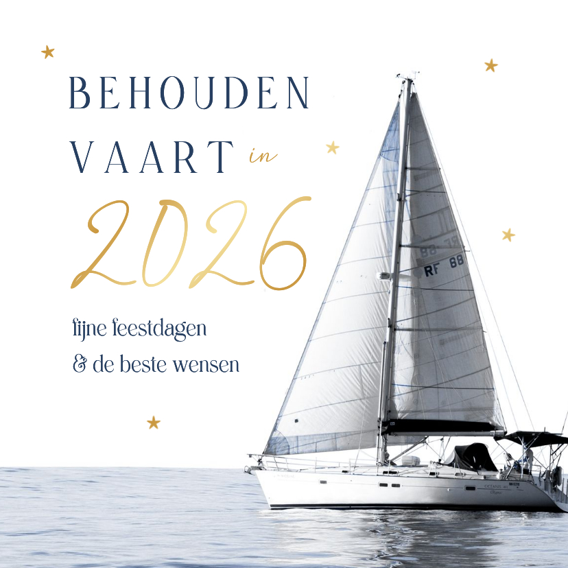 Zakelijke kerstkaarten - Zakelijke kerstkaart nautisch behouden vaart 2027 goud