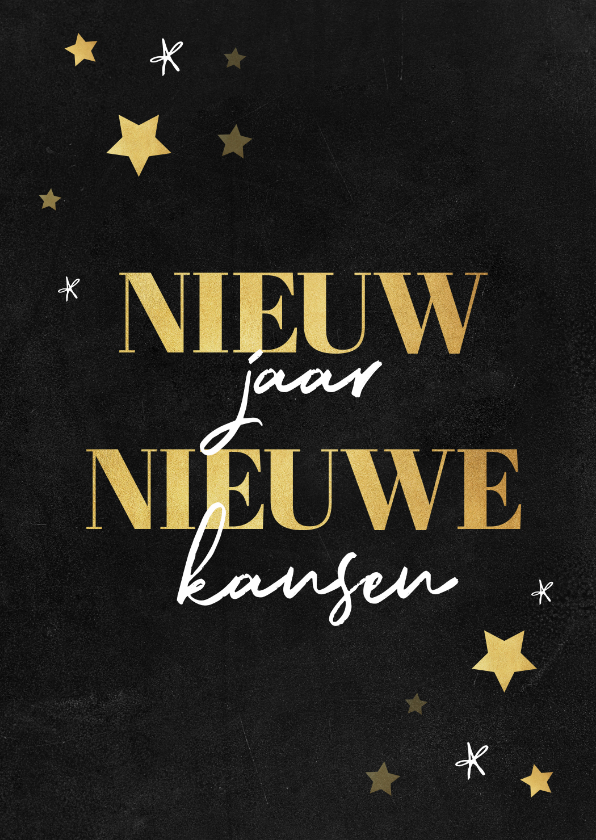 Zakelijke kerstkaarten - Zakelijke kerstkaart nieuw jaar nieuwe kansen goud sterren