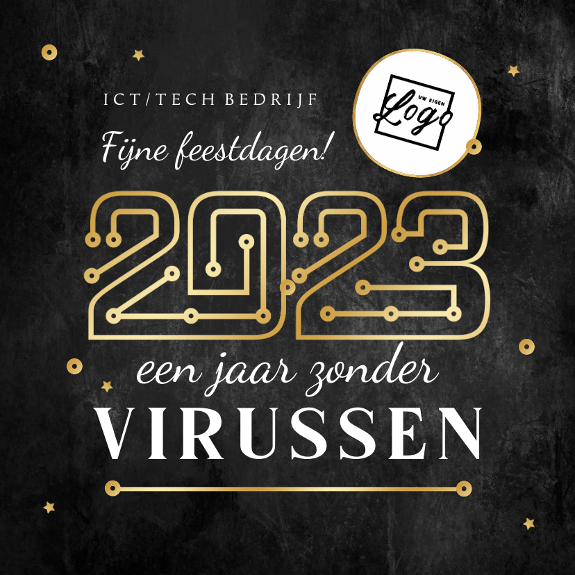 Zakelijke kerstkaart nieuwjaar 2023 tech ict goud - Zakelijke kerstkaarten Zakelijke kerstkaarten - Zakelijke kerstkaart nieuwjaar 2023 tech ict goud