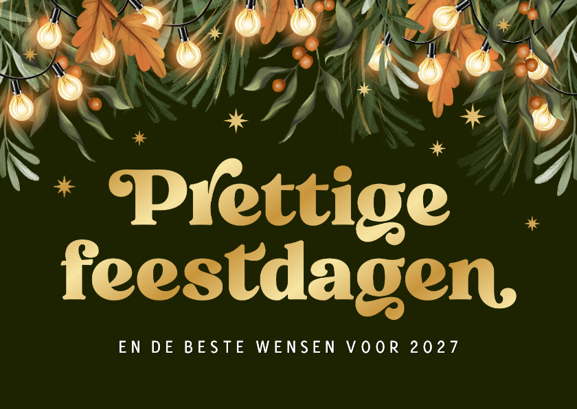 Zakelijke kerstkaart nieuwjaar kerstlampjes groen oranje - Zakelijke kerstkaarten Zakelijke kerstkaarten - Zakelijke kerstkaart nieuwjaar kerstlampjes groen oranje
