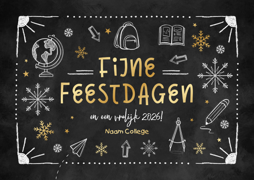 Zakelijke kerstkaarten - Zakelijke kerstkaart onderwijs krijtbord doodle leerlingen