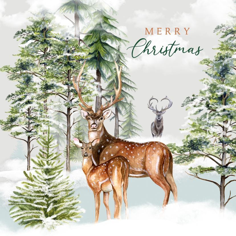Zakelijke kerstkaart rendieren bos - Zakelijke kerstkaarten Zakelijke kerstkaarten - Zakelijke kerstkaart rendieren bos