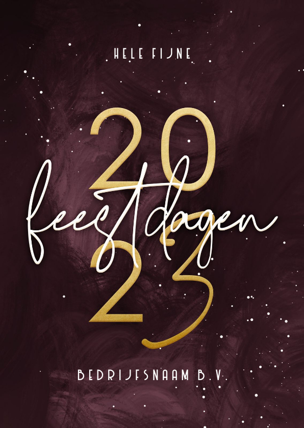 Zakelijke kerstkaart rode waterverf met goudlook 2023 - Zakelijke kerstkaarten Zakelijke kerstkaarten - Zakelijke kerstkaart rode waterverf met goudlook 2023