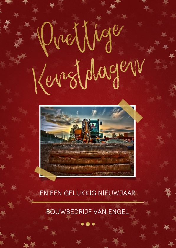 Zakelijke kerstkaarten - Zakelijke kerstkaart rood met foto en goud