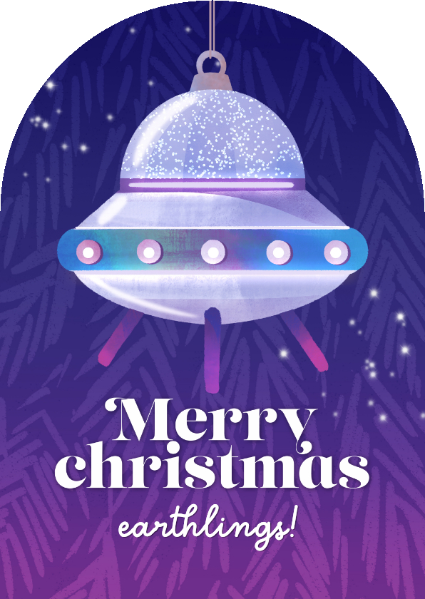Zakelijke kerstkaart ruimtevaart ufo kerstbal - Zakelijke kerstkaarten Zakelijke kerstkaarten - Zakelijke kerstkaart ruimtevaart ufo kerstbal