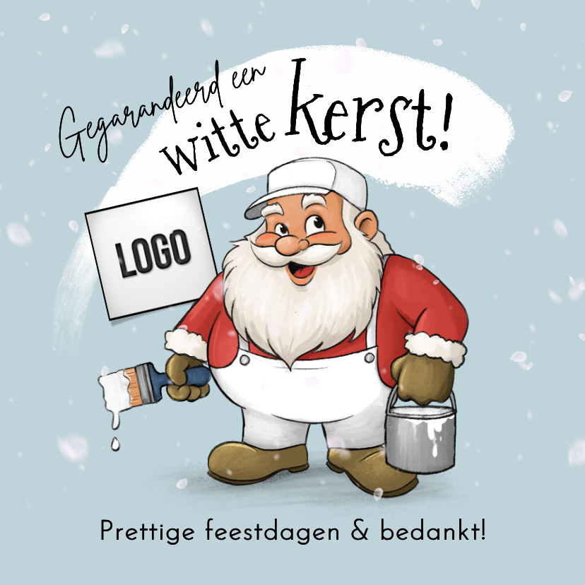 Zakelijke kerstkaart schilder grappig kerstman witte kerst - Zakelijke kerstkaarten Zakelijke kerstkaarten - Zakelijke kerstkaart schilder grappig kerstman witte kerst