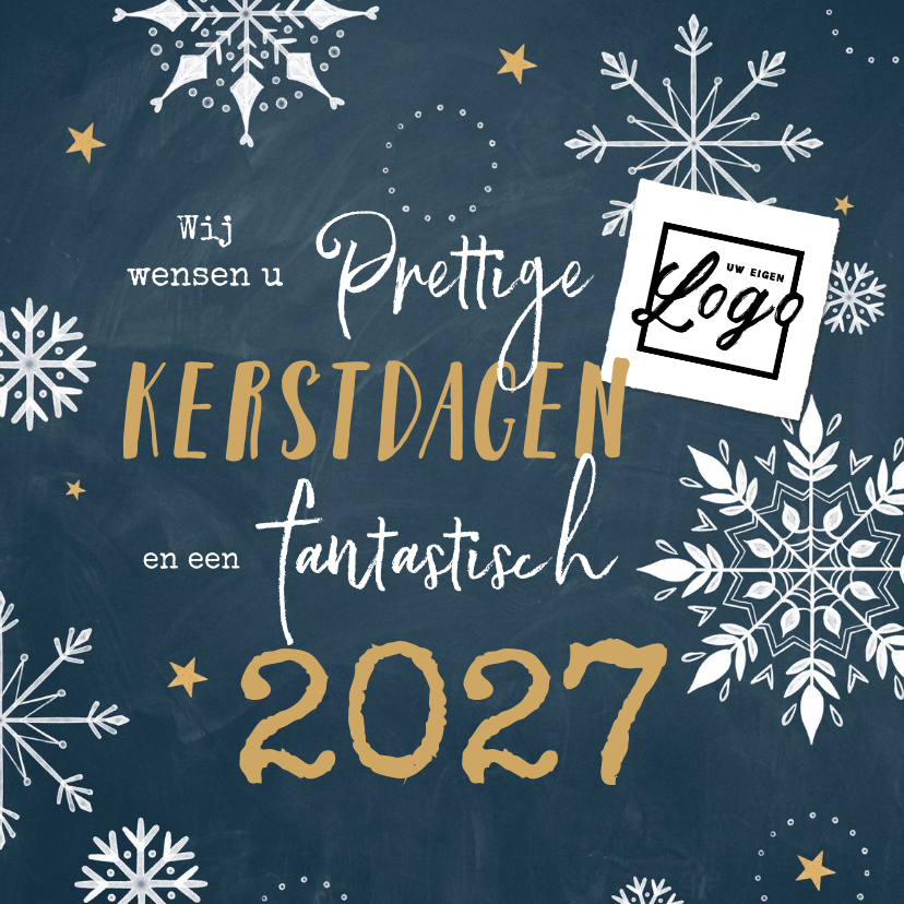 Zakelijke kerstkaarten - Zakelijke kerstkaart sneeuwvlokjes hip 2027