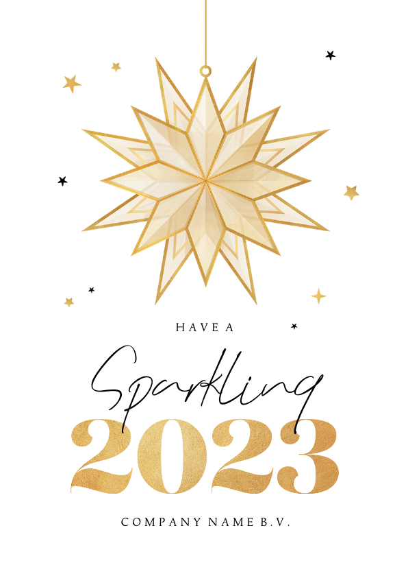 Zakelijke kerstkaart sparkling 2023 sterren goud stijlvol - Zakelijke kerstkaarten Zakelijke kerstkaarten - Zakelijke kerstkaart sparkling 2023 sterren goud stijlvol