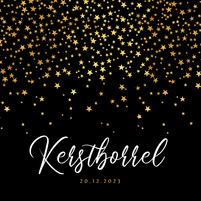Zakelijke kerstkaart sterren goud kerstborrel uitnodiging - Zakelijke kerstkaarten Zakelijke kerstkaarten - Zakelijke kerstkaart sterren goud kerstborrel uitnodiging
