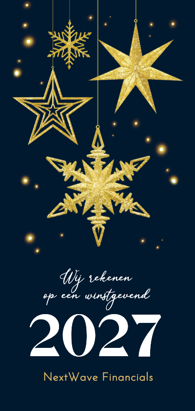 Zakelijke kerstkaart sterren sprankelend goud 2027 - Zakelijke kerstkaarten Zakelijke kerstkaarten - Zakelijke kerstkaart sterren sprankelend goud 2027
