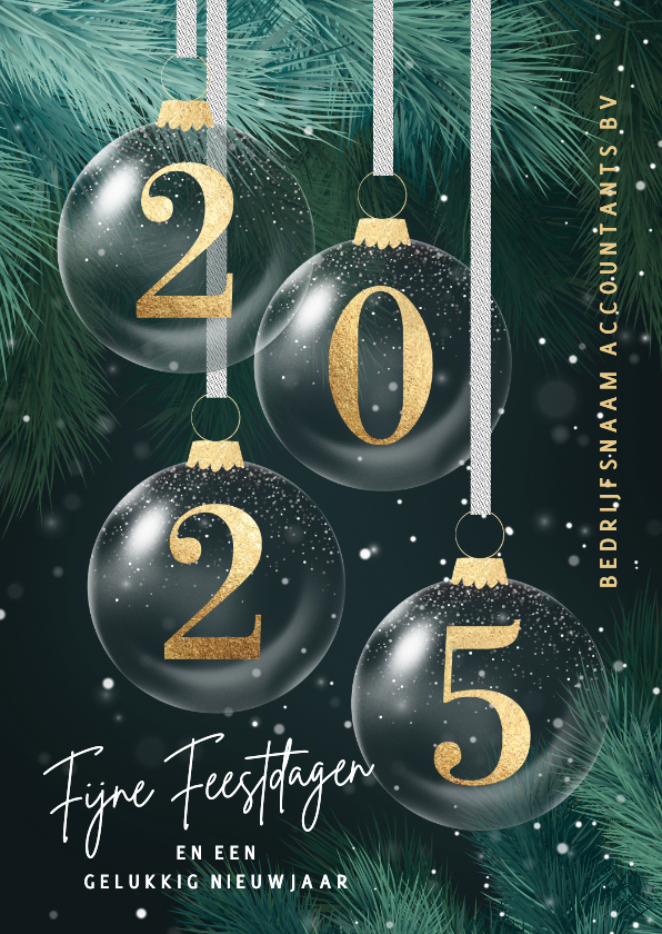 Zakelijke kerstkaart stijlvol 2025 groen goud Kaartje2go
