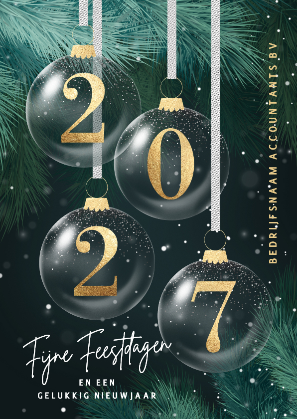Zakelijke kerstkaart stijlvol 2027 groen goud - Zakelijke kerstkaarten Zakelijke kerstkaarten - Zakelijke kerstkaart stijlvol 2027 groen goud
