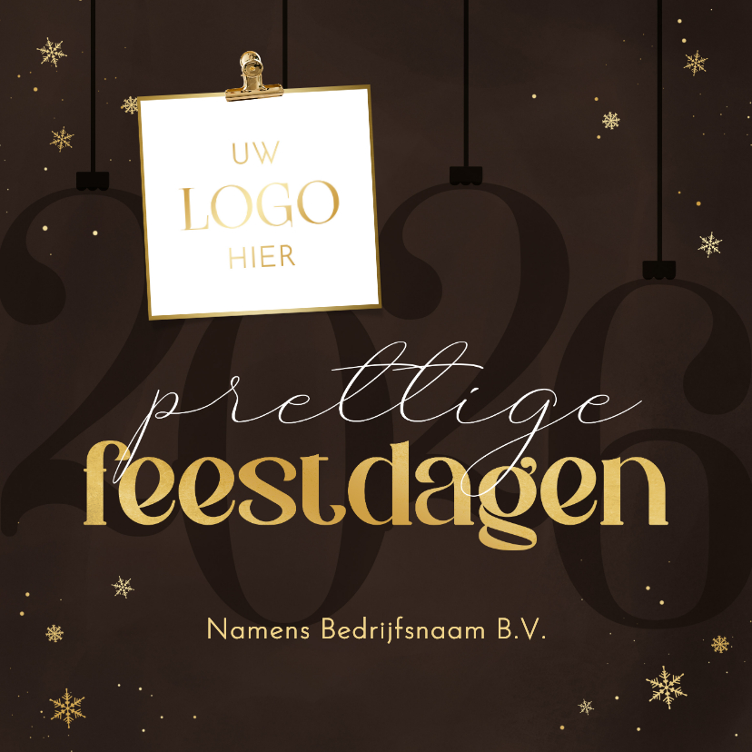 Zakelijke kerstkaarten - Zakelijke kerstkaart stijlvol gouden sneeuwvlokjes 2026