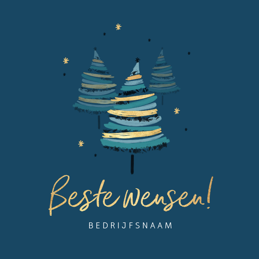 Zakelijke kerstkaart stijlvol kerstbomen beste wensen goud - Zakelijke kerstkaarten Zakelijke kerstkaarten - Zakelijke kerstkaart stijlvol kerstbomen beste wensen goud